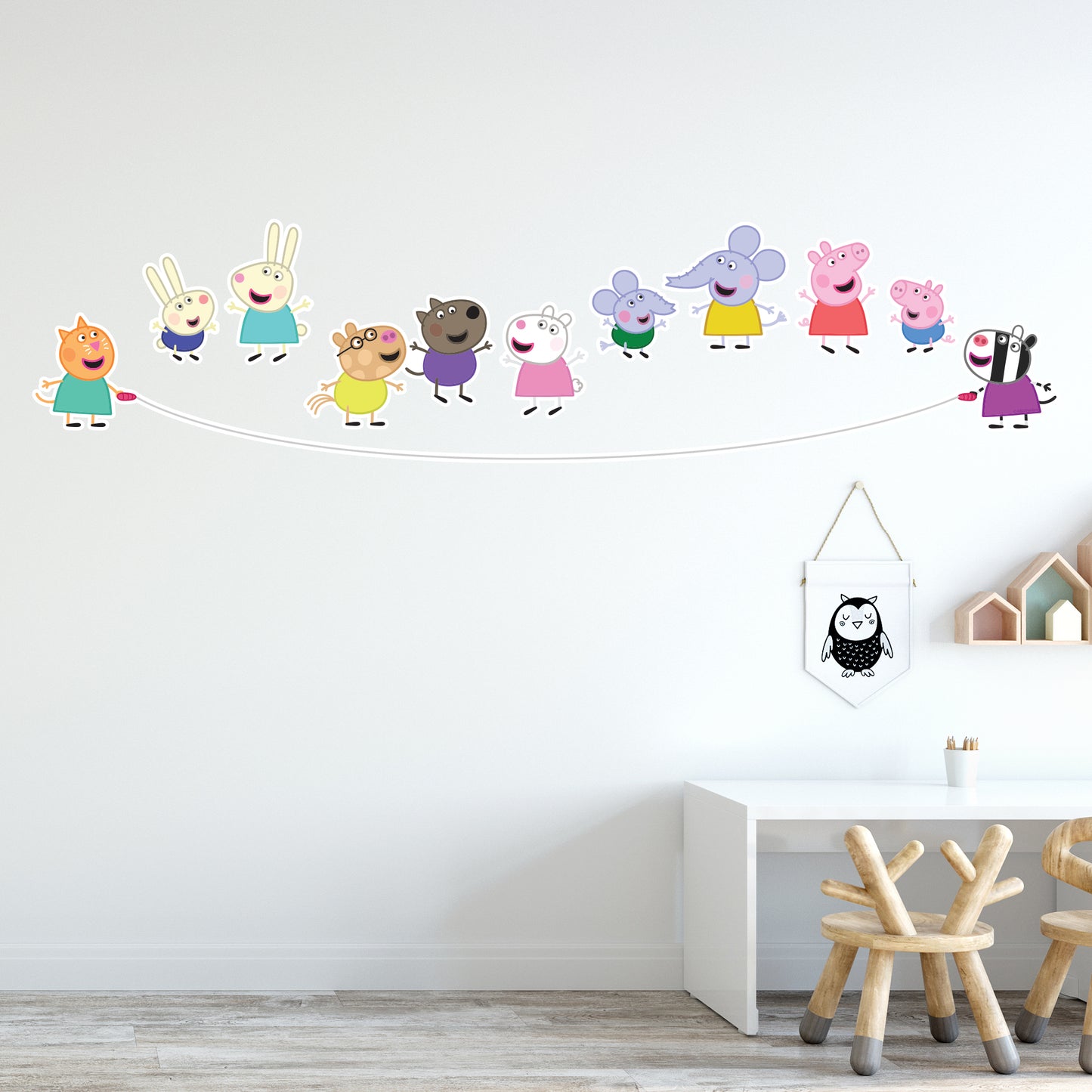 Peppa Pig Wall Sticker - Peppa Pig and Friends Skipping Rope Wall Decal Kids Art