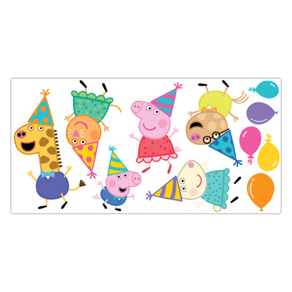 Peppa Pig Wall Sticker - Peppa Pig and Friends With Party Hats Set Wall Decal Kids Art