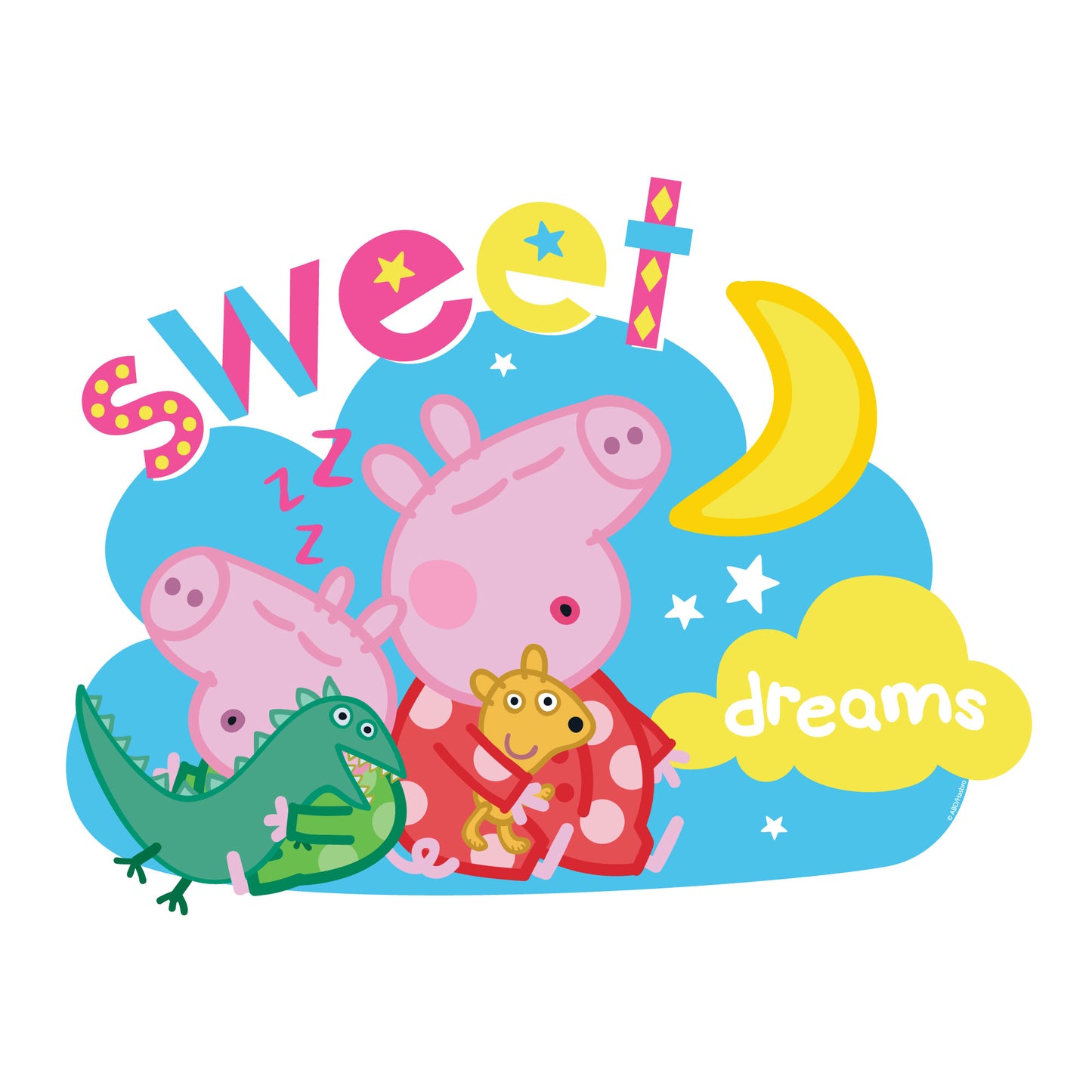 Peppa Pig Wall Sticker - Peppa Pig and George Sweet Dreams Cloud Wall Decal Kids Art