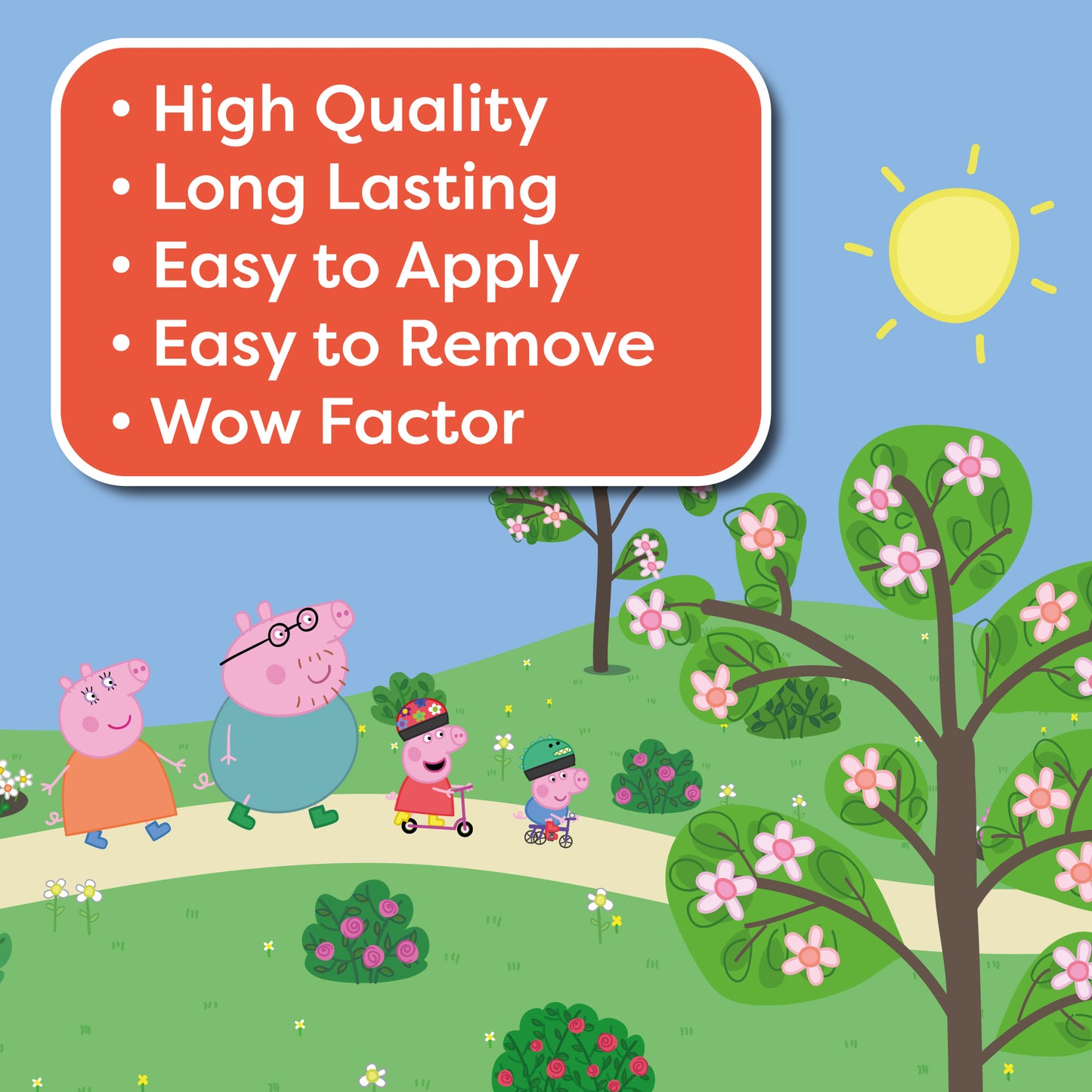 Peppa Pig Full Wall Mural - Peppa and Family Park Scene