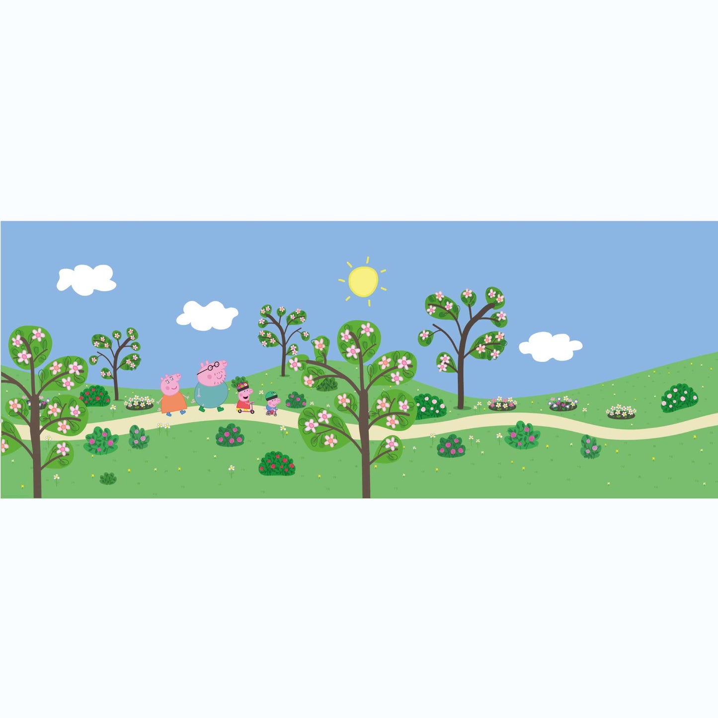 Peppa Pig Full Wall Mural - Peppa and Family Park Scene