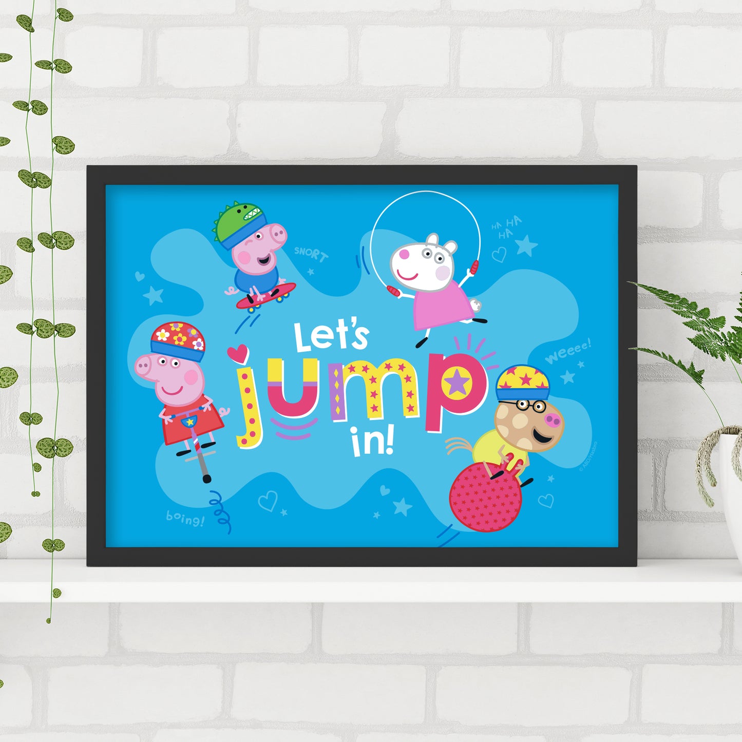Peppa Pig Print - Peppa and Friends Let's Jump In Poster Wall Art