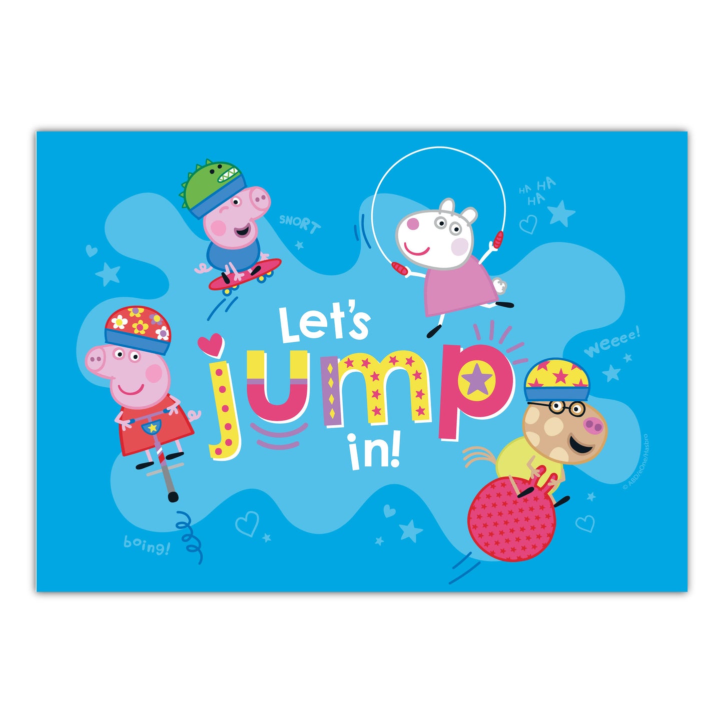 Peppa Pig Print - Peppa and Friends Let's Jump In Poster Wall Art
