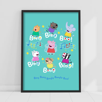 Peppa Pig Print - Peppa and Friends Music Bing Bong Poster Wall Art