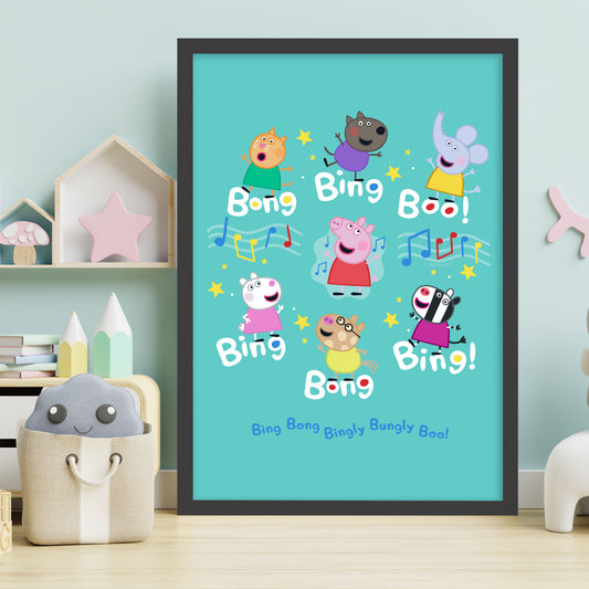 Peppa Pig Print - Peppa and Friends Music Bing Bong Poster Wall Art