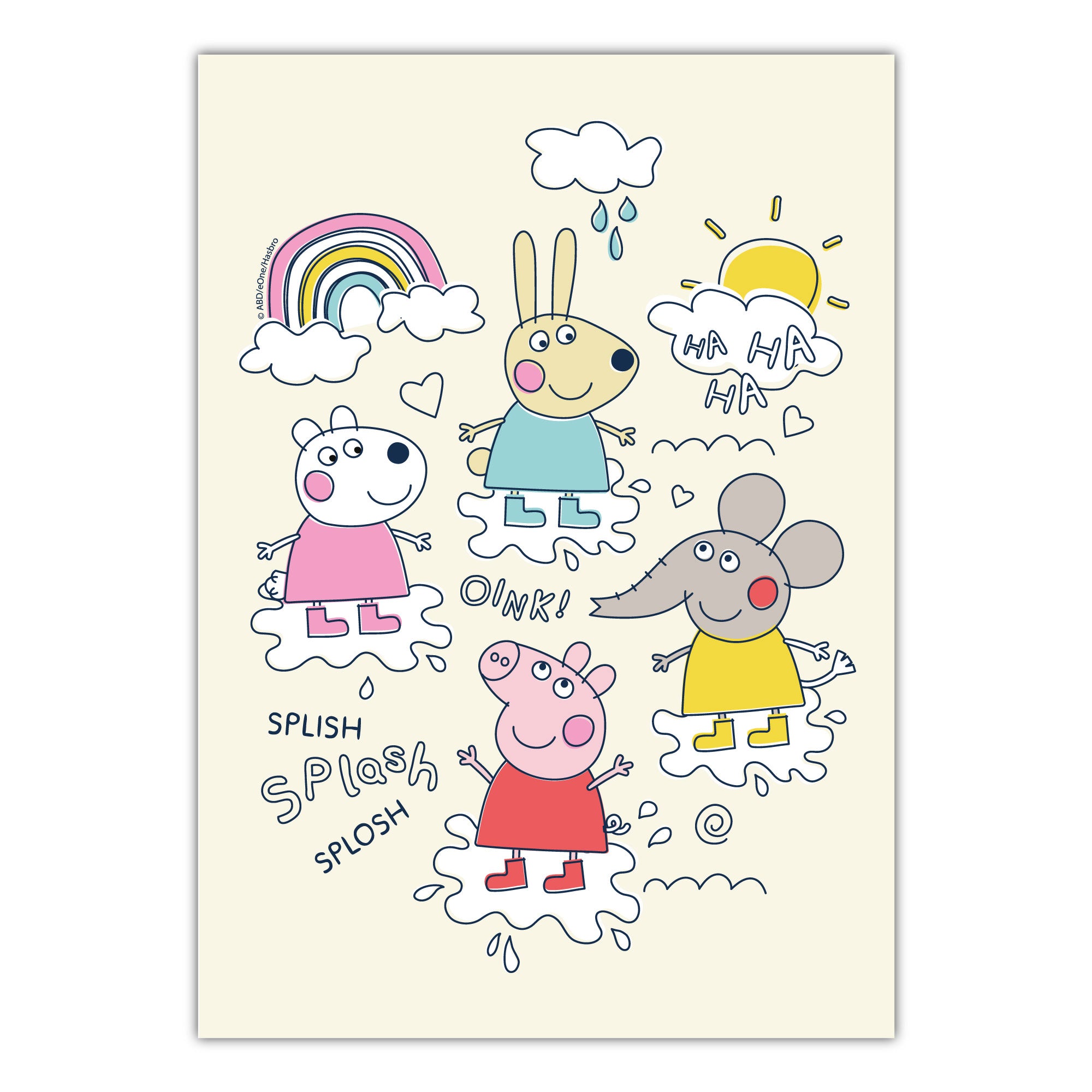 Peppa Pig Print - Peppa and Friends Puddles Doodle Poster Wall Art ...