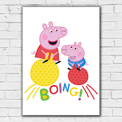 Peppa Pig Print - Peppa and George Boing Poster Wall Art