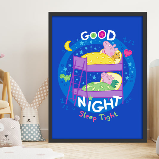 Peppa Pig Print - Peppa and George Good Night Sleep Tight Poster Wall Art
