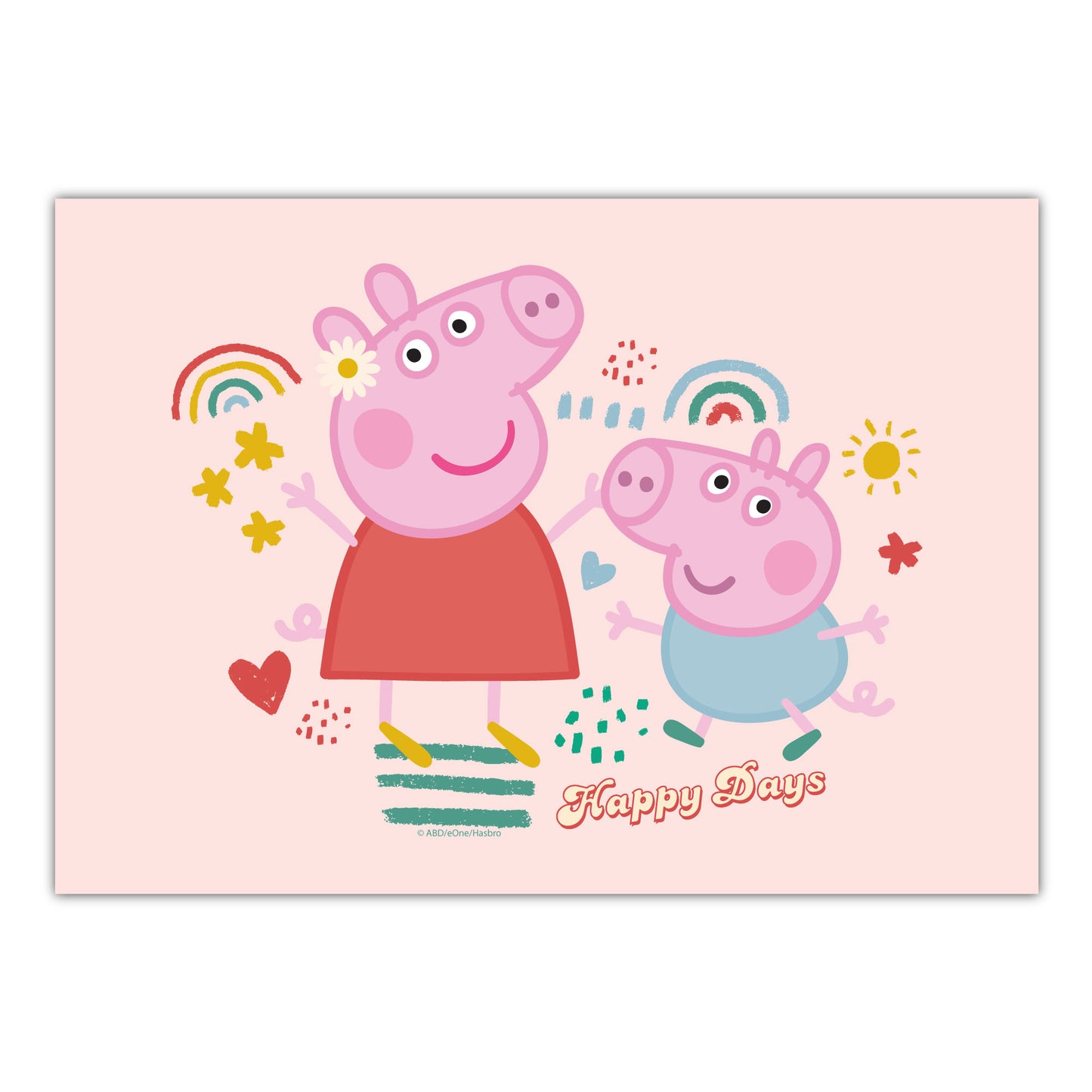 Peppa Pig Print - Peppa and George Happy Days Doodle Poster Wall Art