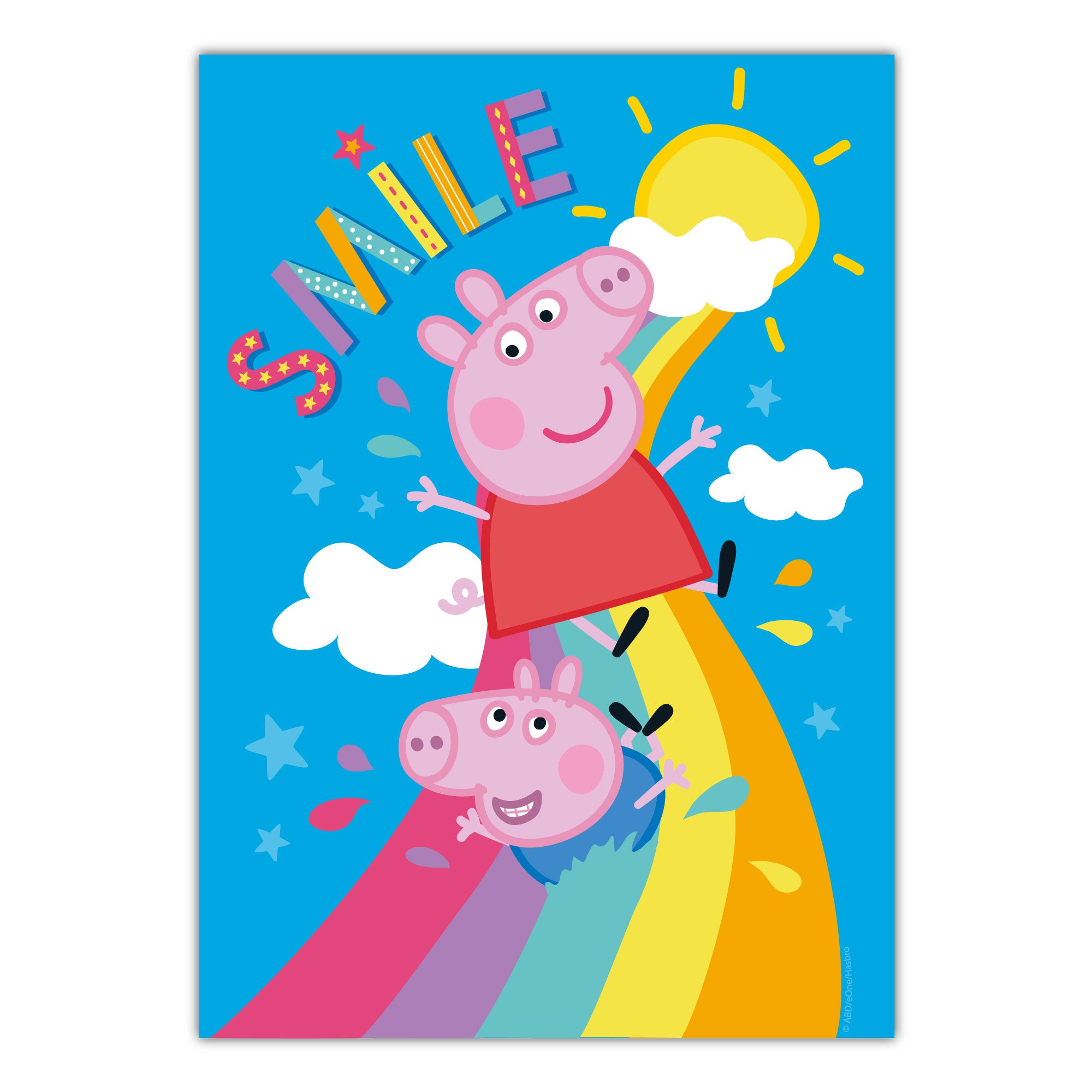 Pip George Smiling Peppa Pig Print - Peppa and George Smile Rainbow Poster Wall Art – www ...