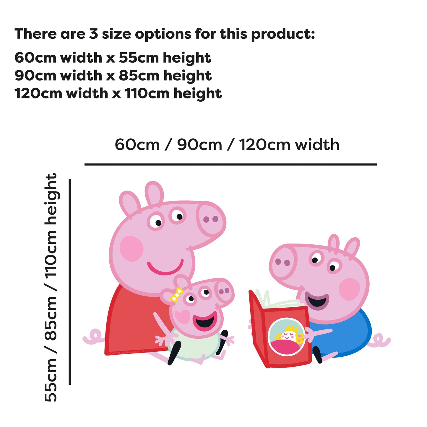 Peppa Pig Wall Sticker - Peppa And George Reading To Baby Evie