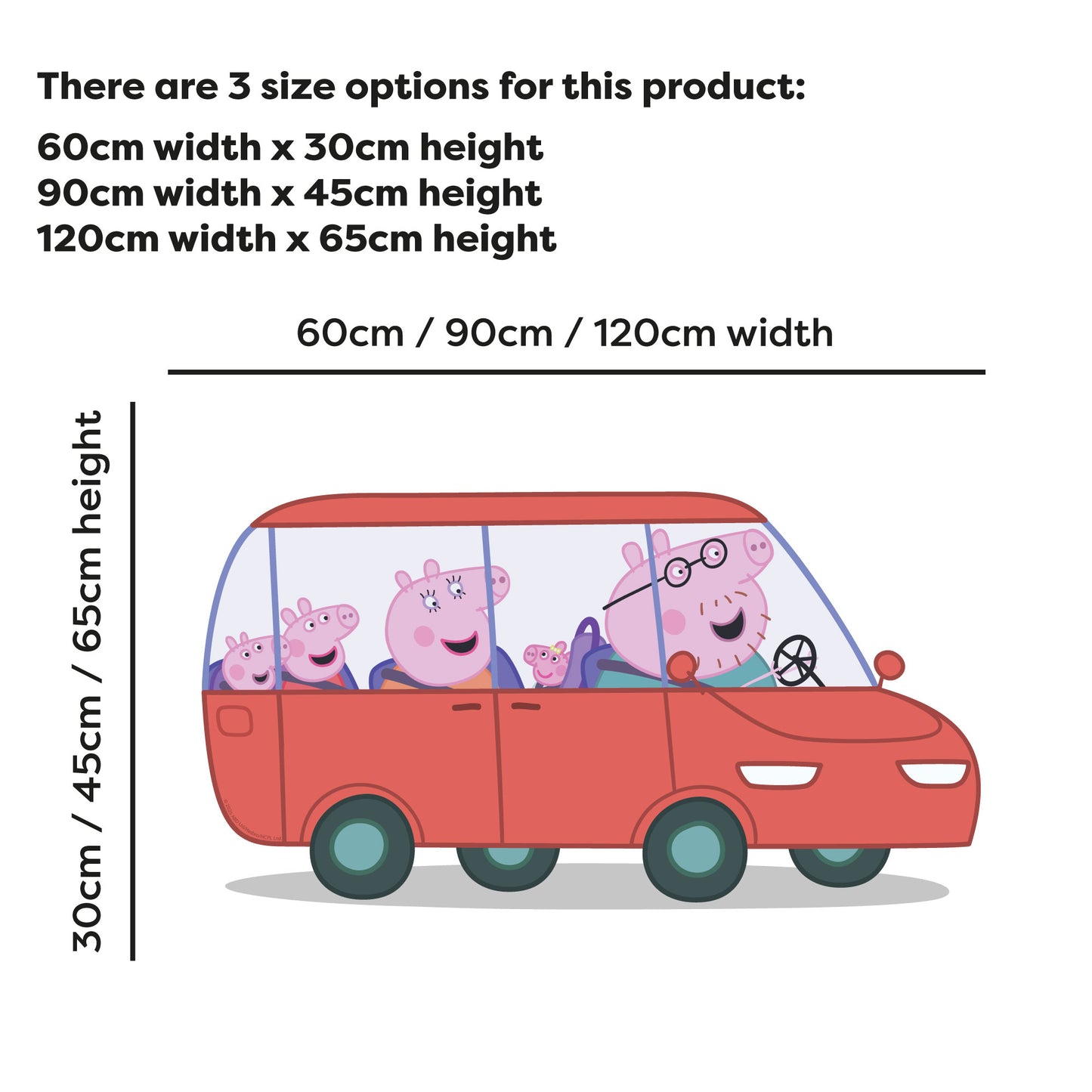 Peppa Pig Wall Sticker - Peppa and Family In Car