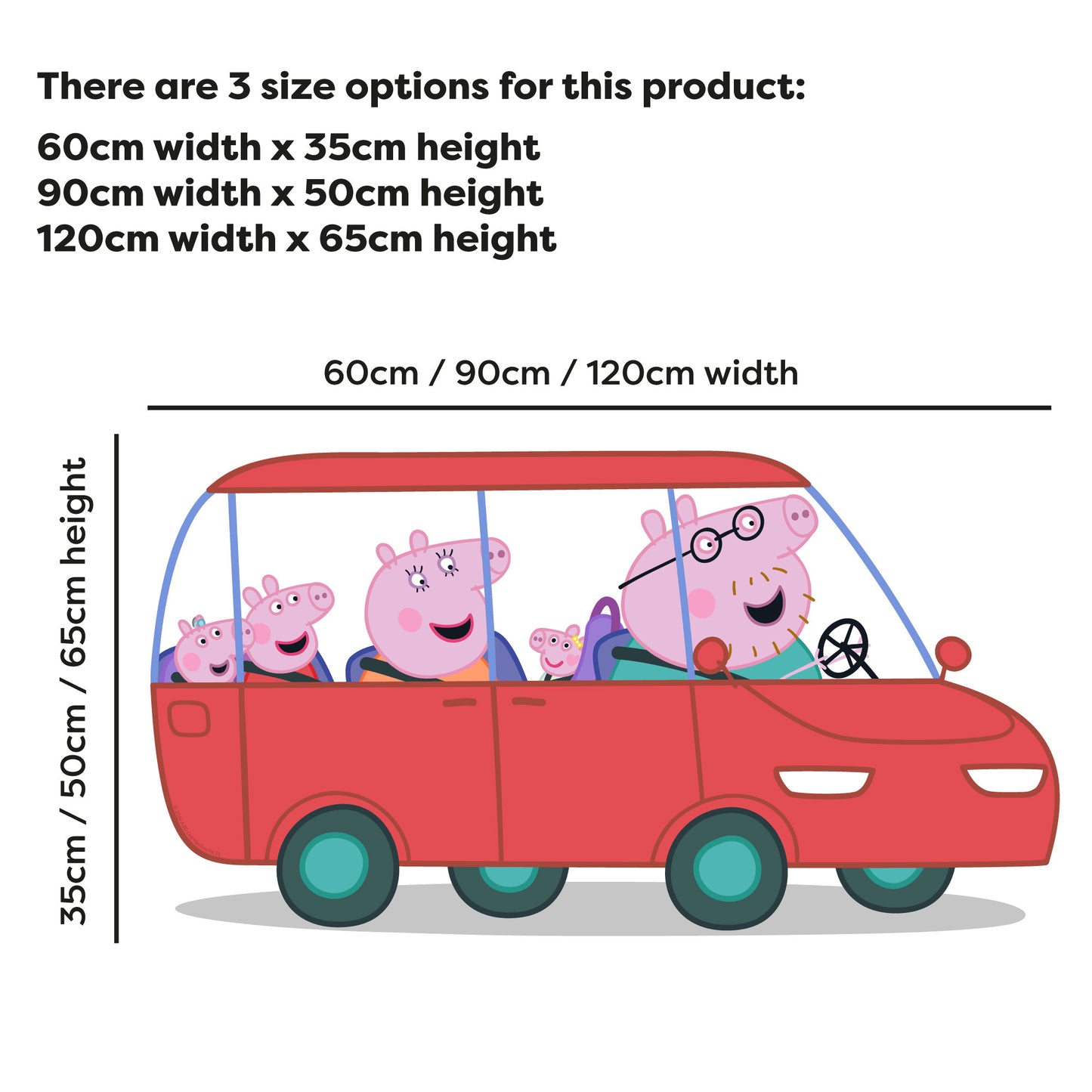 Peppa Pig Wall Sticker - Peppa and Family In Car