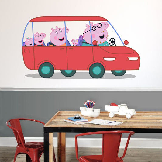 Peppa Pig Wall Sticker - Peppa and Family In Car