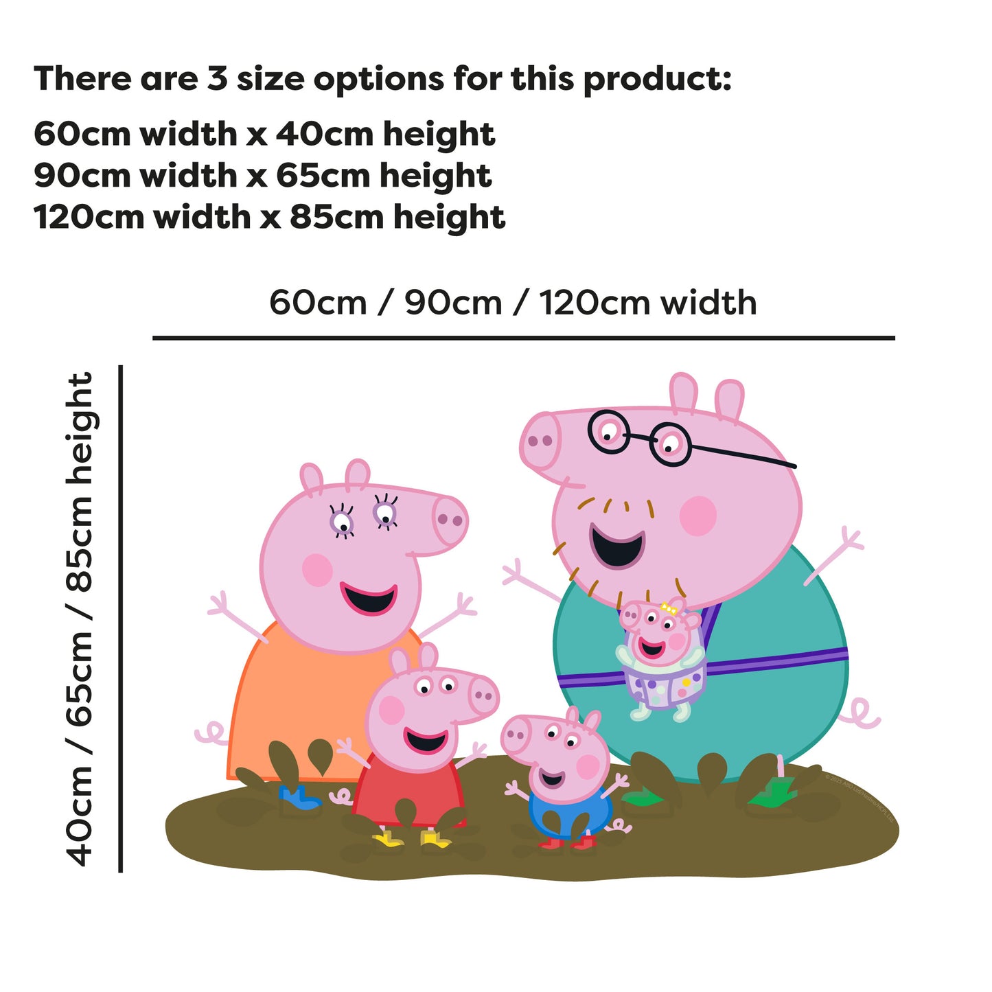 Peppa Pig Wall Sticker - Peppa Pig and Family Jumping in Muddy Puddles