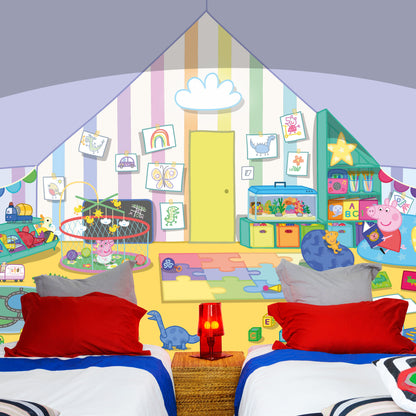 Peppa Pig Full Wall Mural - Peppa, George And Evie Playroom