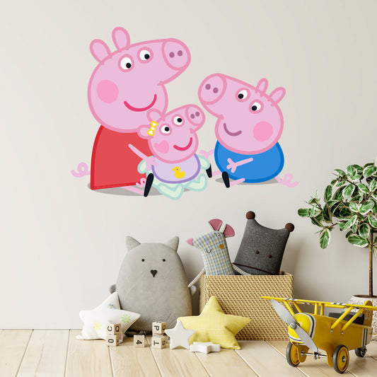 Peppa Pig Wall Sticker - Peppa, George and Evie Sitting Down