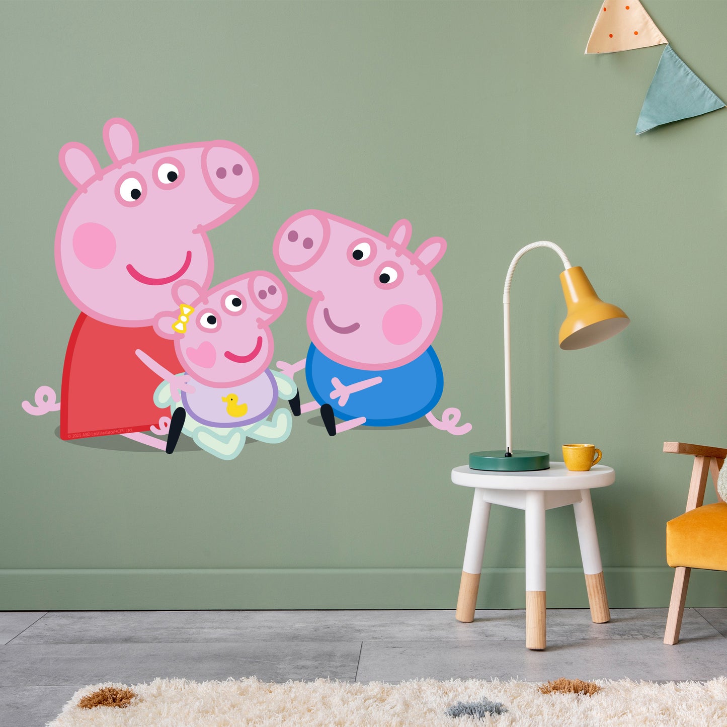 Peppa Pig Wall Sticker - Peppa, George and Evie Sitting Down