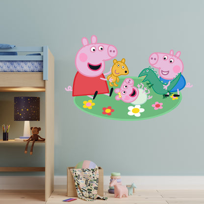 Peppa Pig Wall Sticker - Peppa And George Playing With Baby Evie