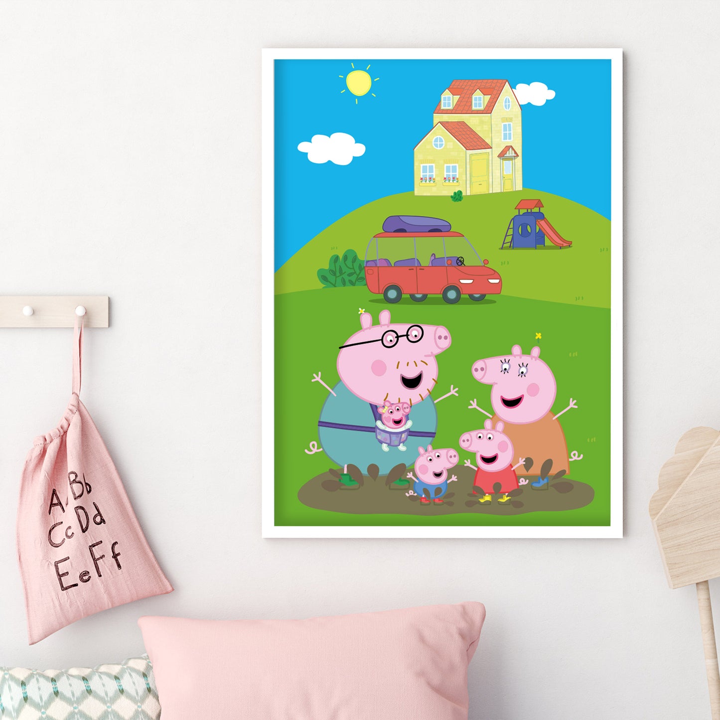 Peppa Pig Print - Peppa And Family Jumping In Muddy Puddles