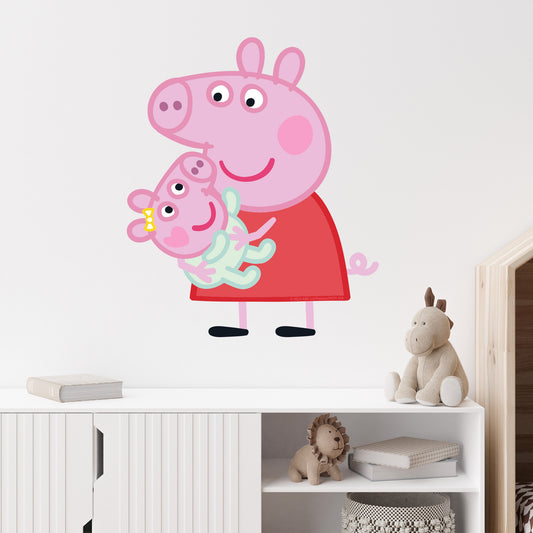 Peppa Pig Wall Sticker - Peppa Holding Baby Evie