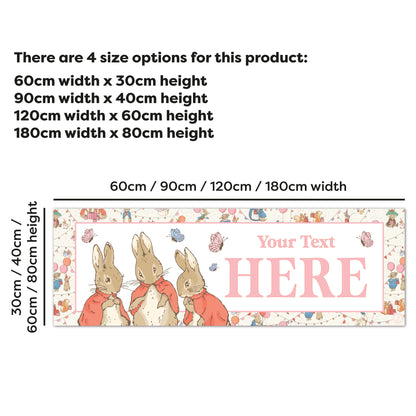 Peter Rabbit Birthday - Flopsy Mopsy and Cottontail Personalised Name Banner Wall Sticker