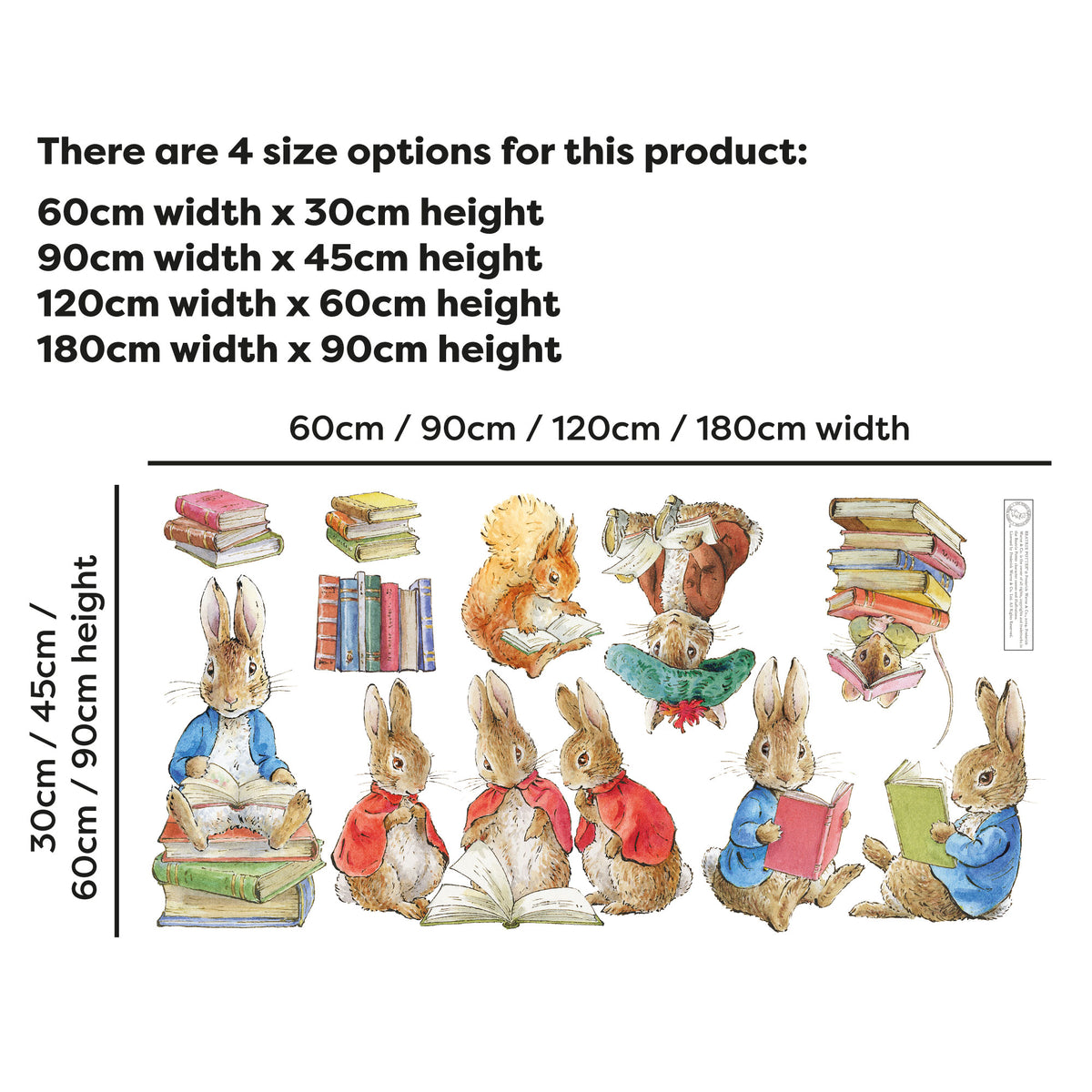 Peter Rabit Reading Peter Rabbit Wall Sticker - Peter Rabbit and Friends Reading Books Set ...