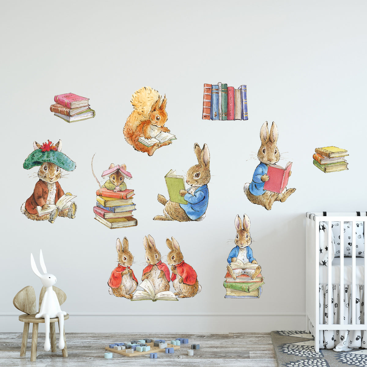 Peter Rabit Reading Peter Rabbit Wall Sticker - Peter Rabbit and Friends Reading Books Set ...