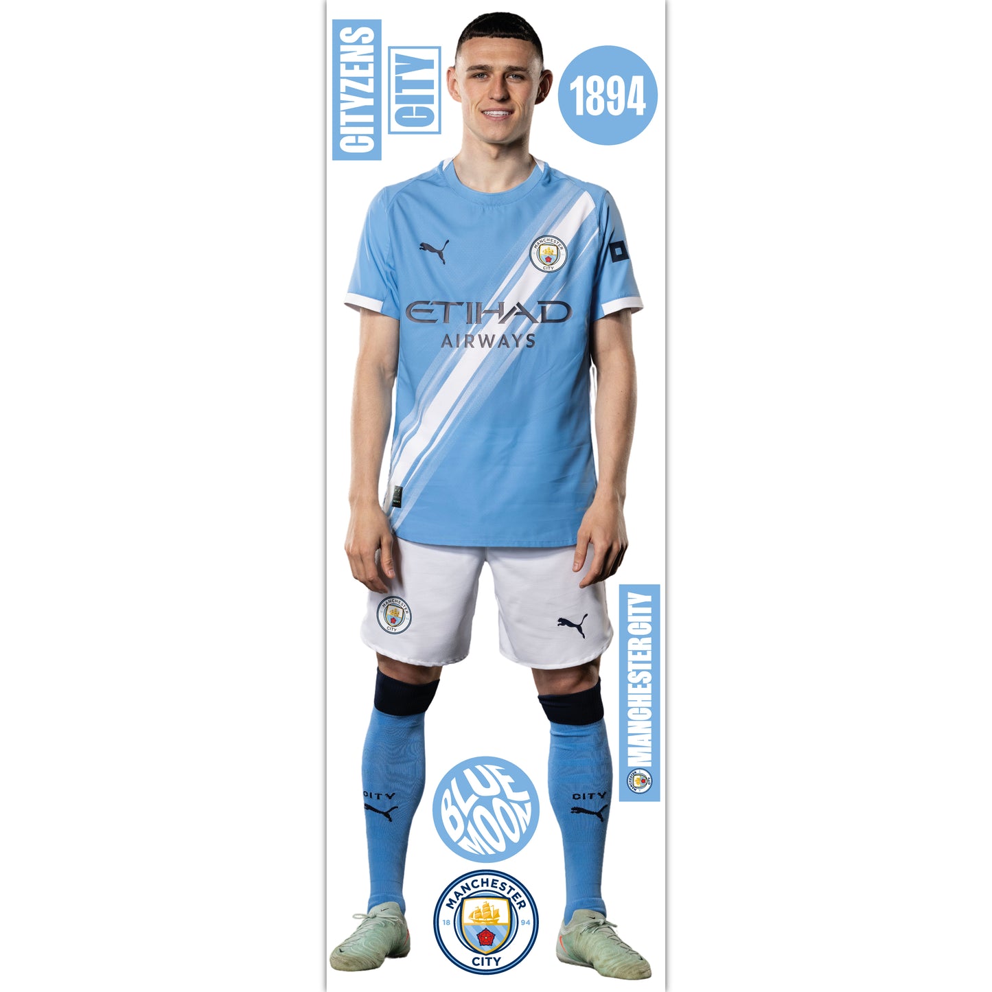 Manchester City FC - Phil Foden 25/26 Player Wall Sticker + Decal Set
