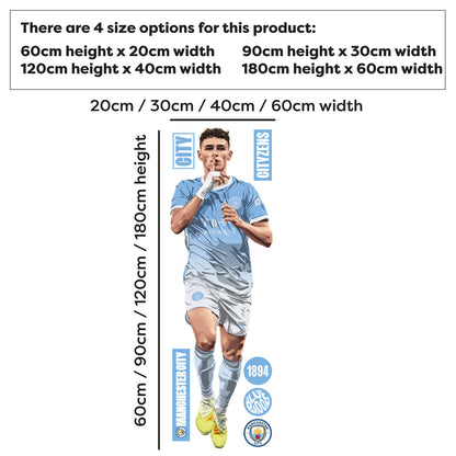 Official Manchester City - Phil Foden 26/27 Illustration Wall Sticker + Decal Set