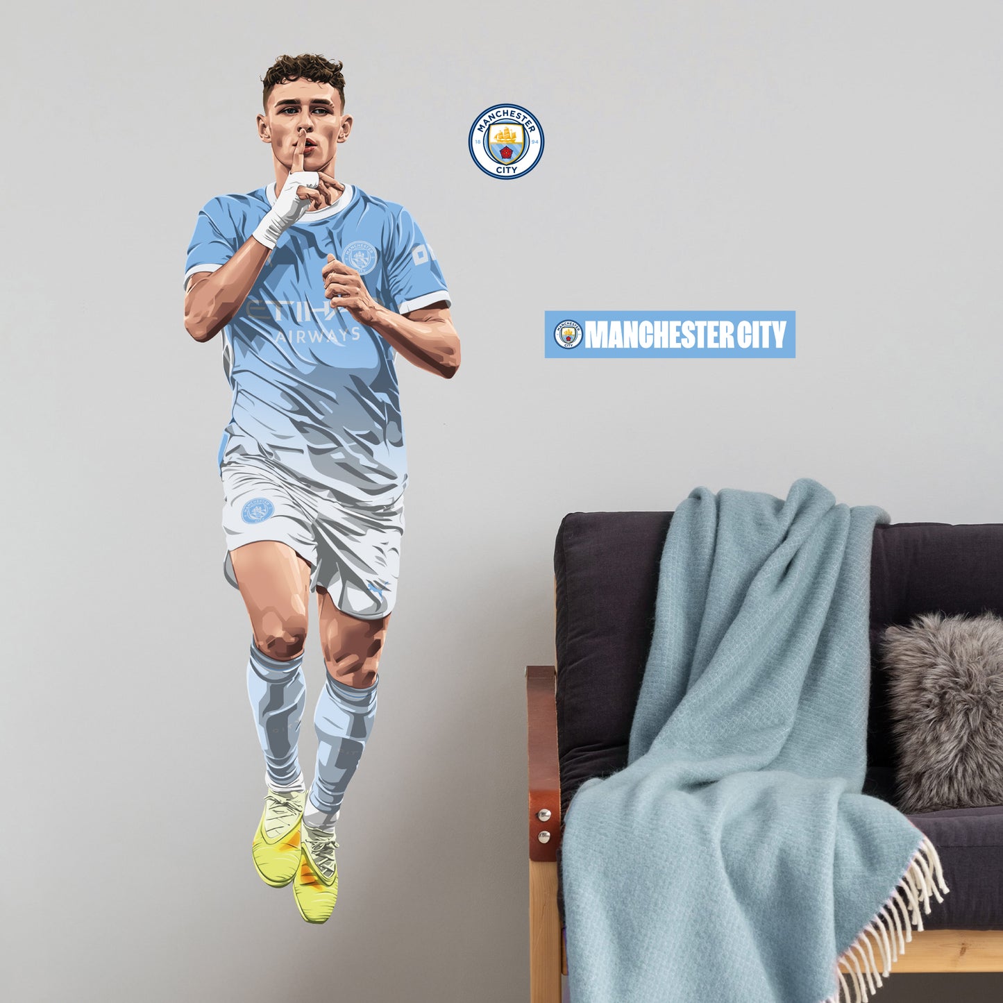 Official Manchester City - Phil Foden 26/27 Illustration Wall Sticker + Decal Set