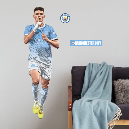 Official Manchester City - Phil Foden 26/27 Illustration Wall Sticker + Decal Set