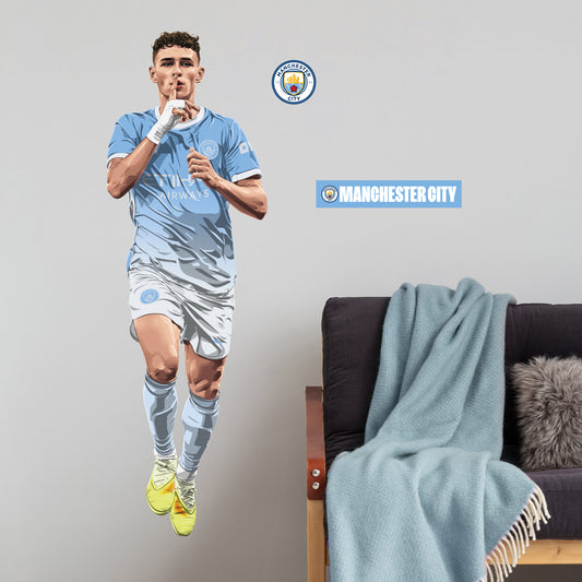 Manchester City - Phil Foden 26/27 Illustration Wall Sticker + Decal Set