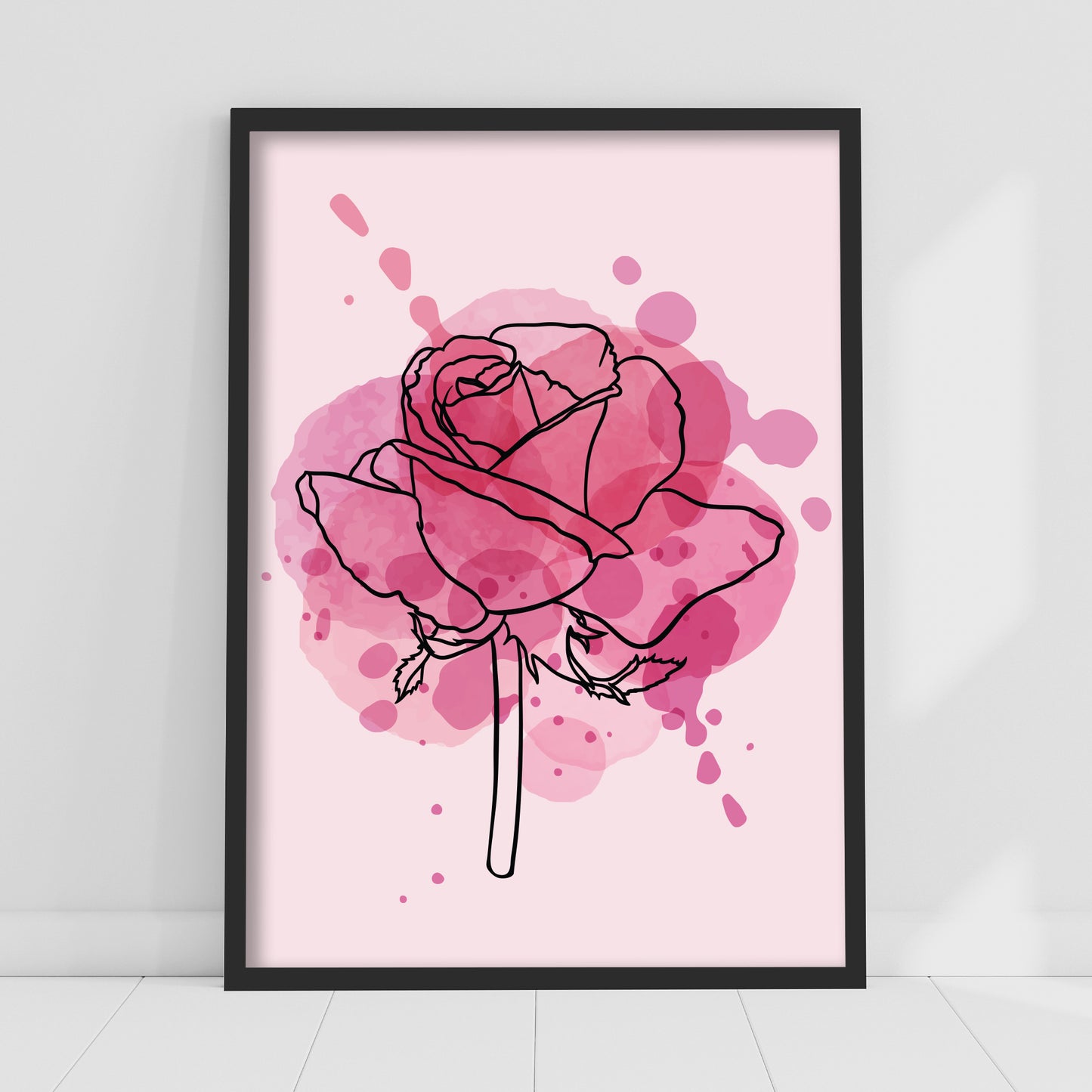 Pink Print - One Ink Rose Poster Wall Art