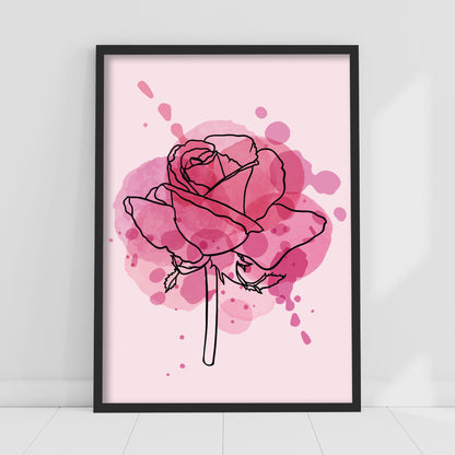 Pink Print - One Ink Rose Poster Wall Art