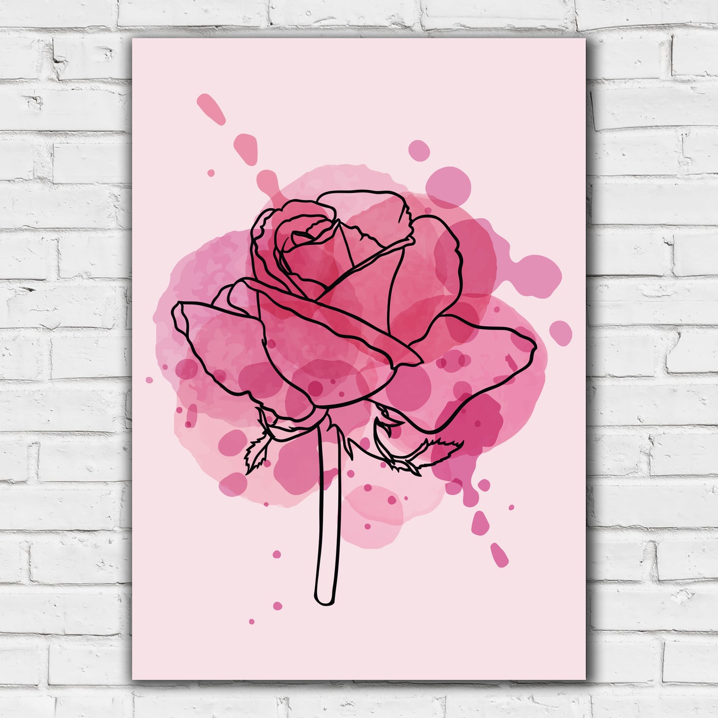 Pink Print - One Ink Rose Poster Wall Art