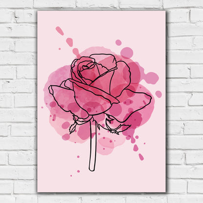 Pink Print - One Ink Rose Poster Wall Art