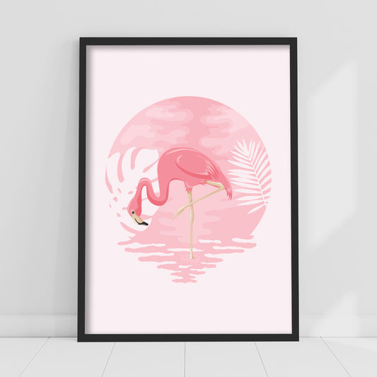 Pink Print - Pink Flamingo Circle Poster Wall Art