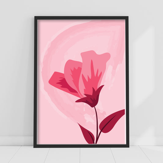 Pink Print - One Pink Flower Poster Wall Art