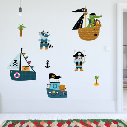 Pirate Wall Sticker - Animals And Ships Decal Set Wall Art