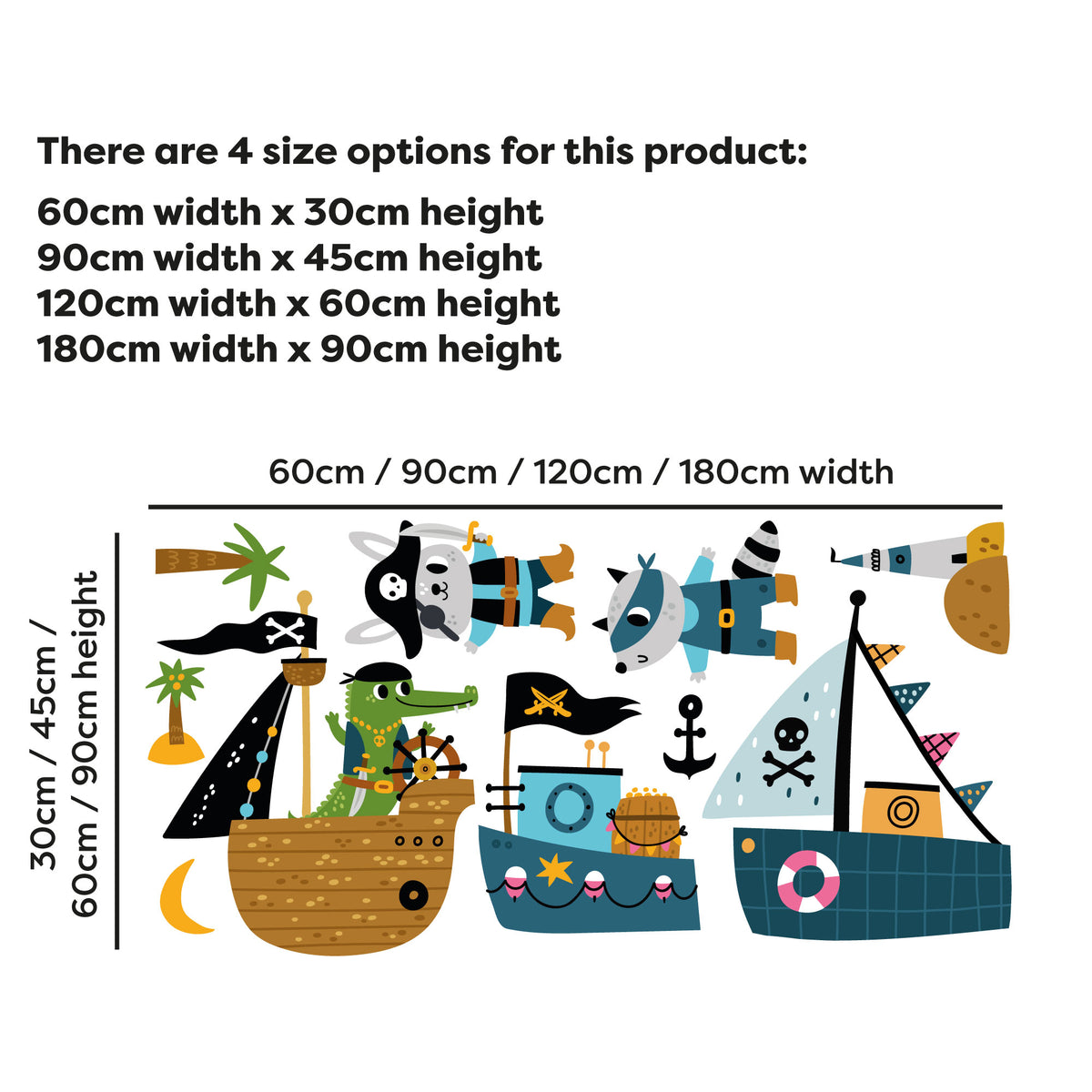 Pirate Wall Sticker - Animals And Ships Decal Set Wall Art