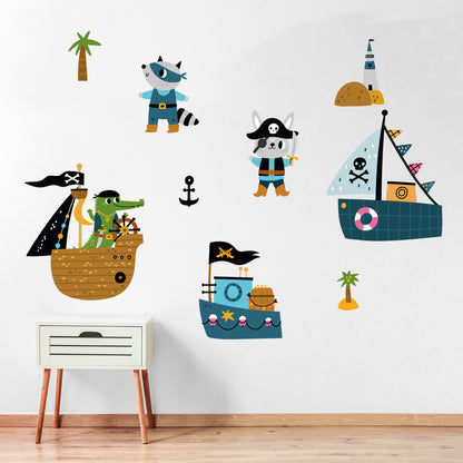 Pirate Wall Sticker - Animals And Ships Decal Set Wall Art