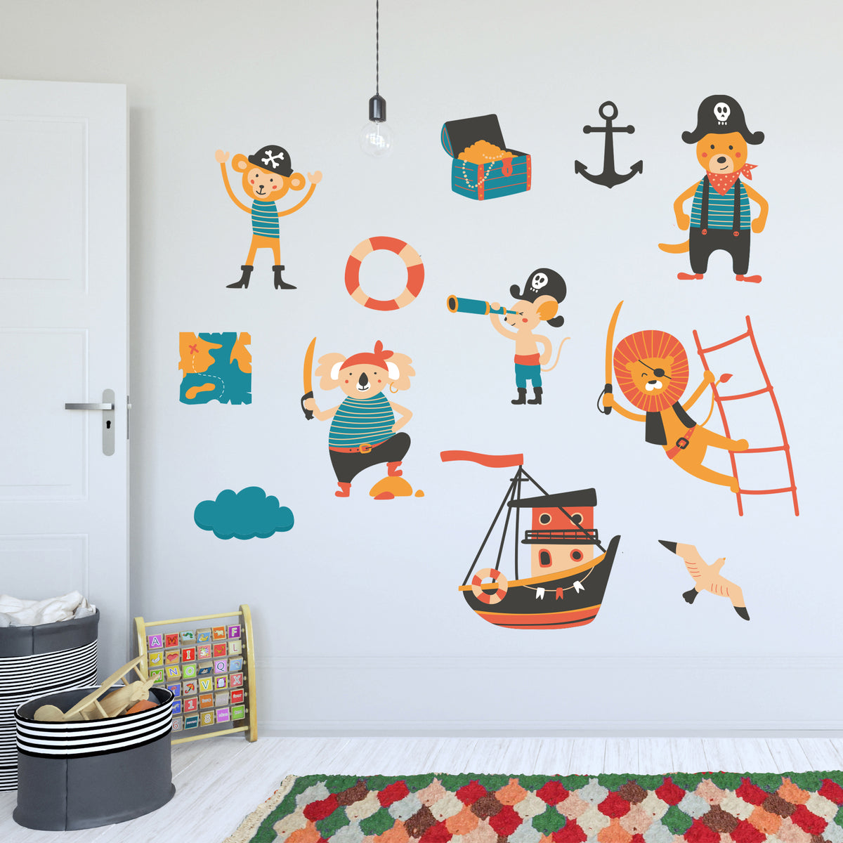 Pirate Wall Sticker - Animal Pirate Crew Decal Set Wall Art