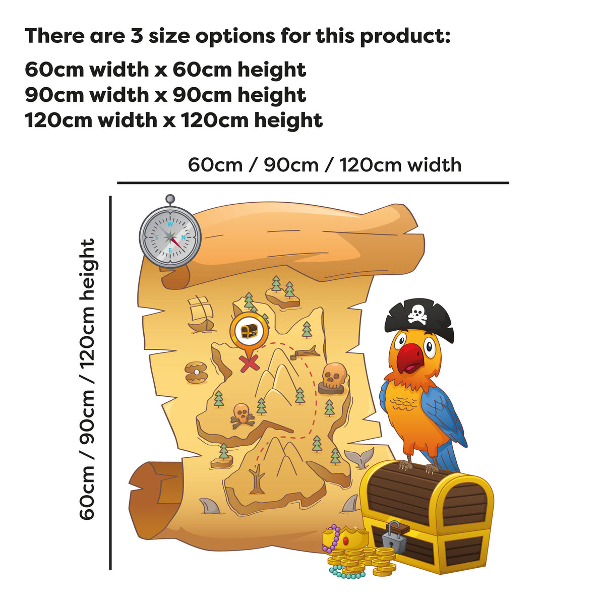 Pirate Wall Sticker - Parrot With Map Wall Art