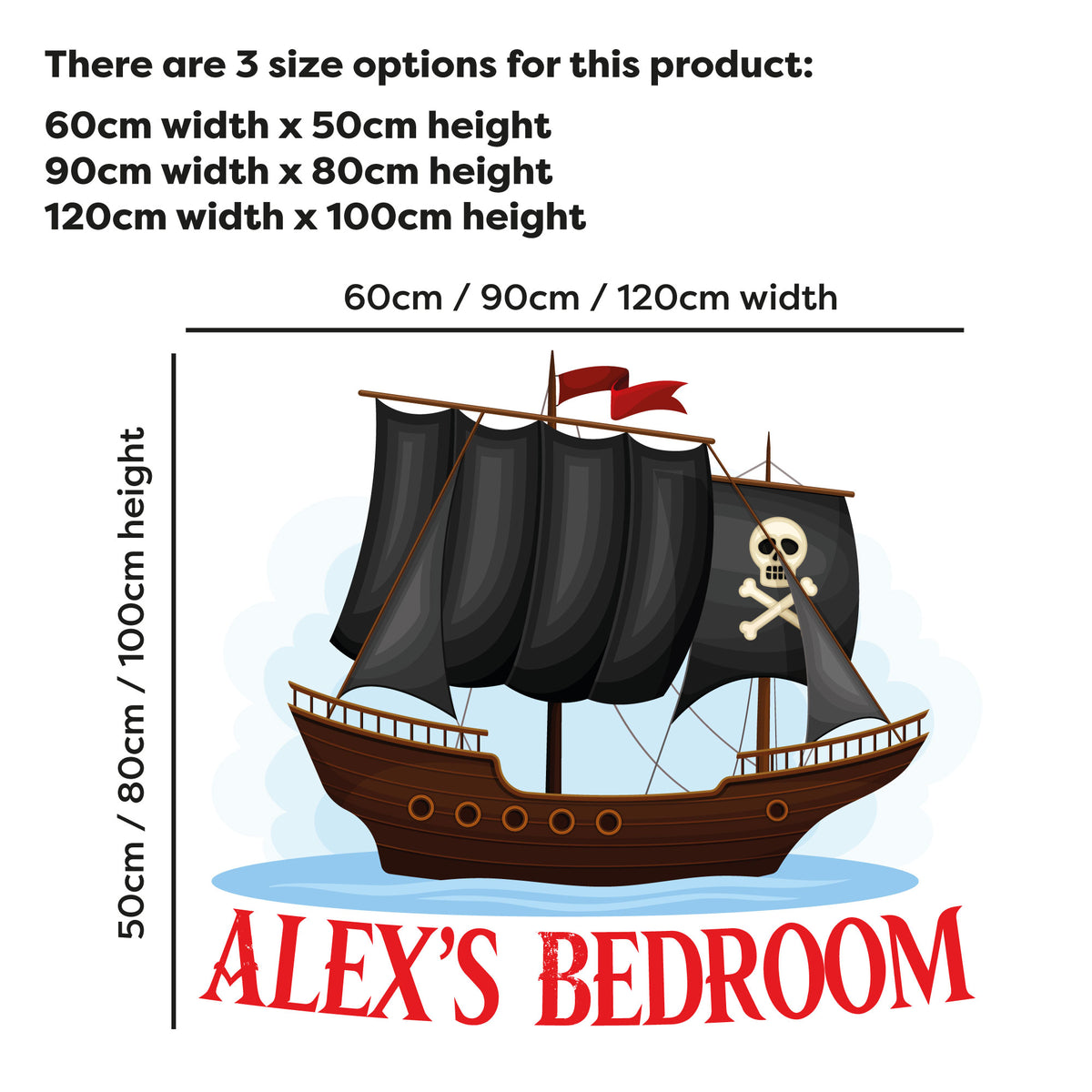 Pirate Wall Sticker - Pirate Ship Personalised Wall Art