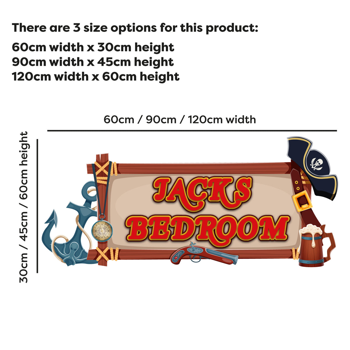 Pirate Wall Sticker - Pirate Sign Personalised Wall Art