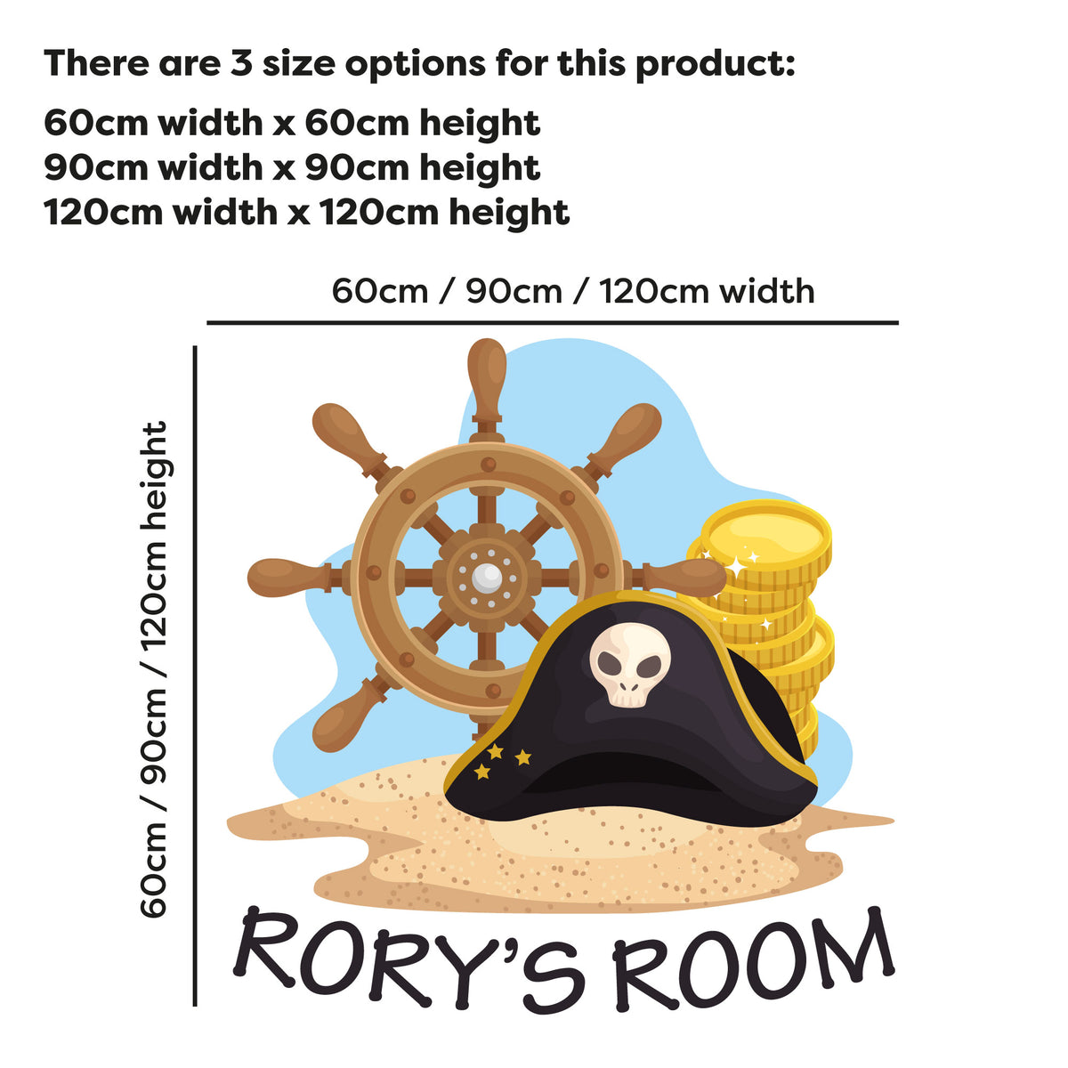 Pirate Wall Sticker - Pirate Hat Personalised Wall Art