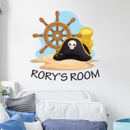 Pirate Wall Sticker - Pirate Hat Personalised Wall Art