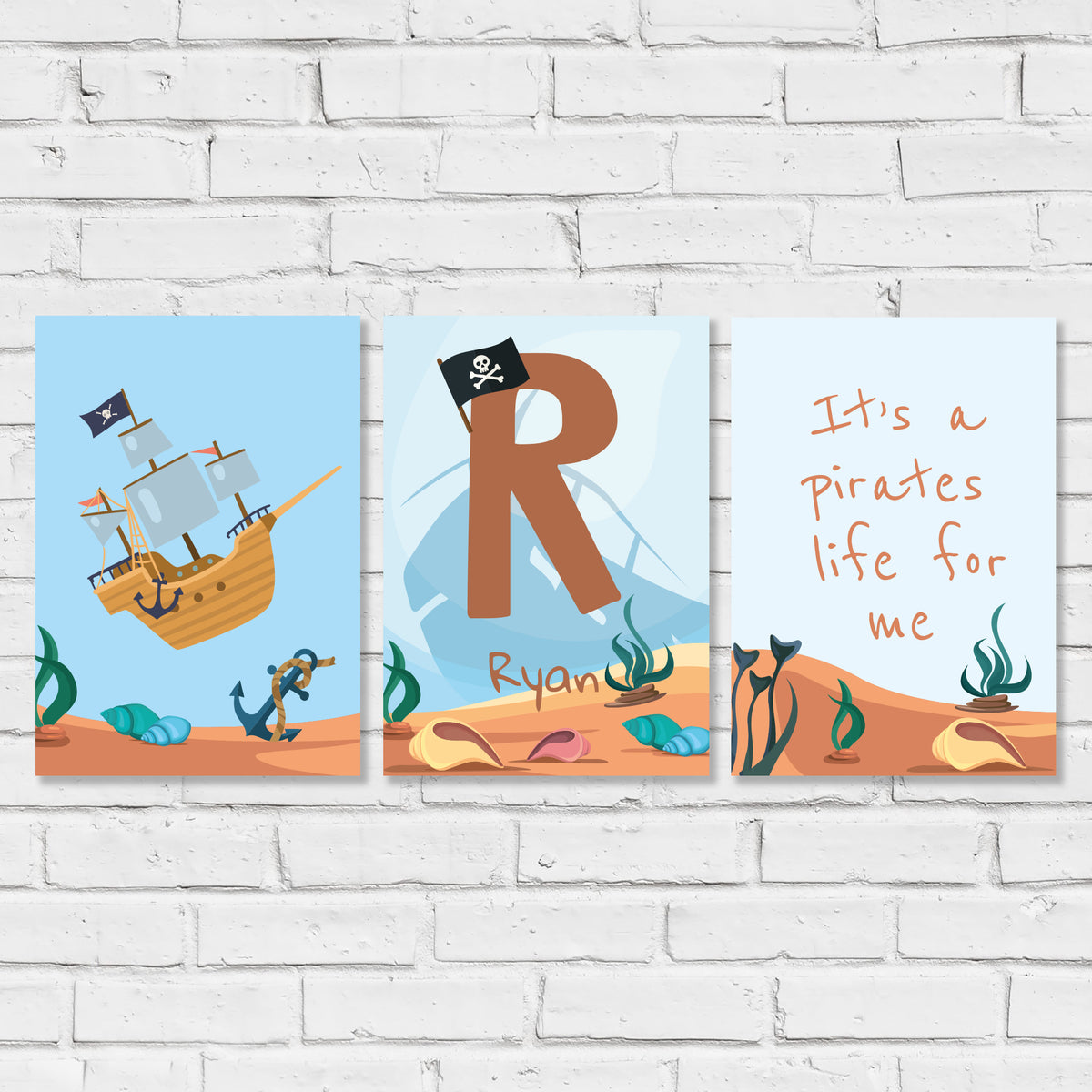 Pirate Print - Set Of 3 Pirate Life Personalised Posters Wall Art