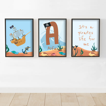 Pirate Print - Set Of 3 Pirate Life Personalised Posters Wall Art
